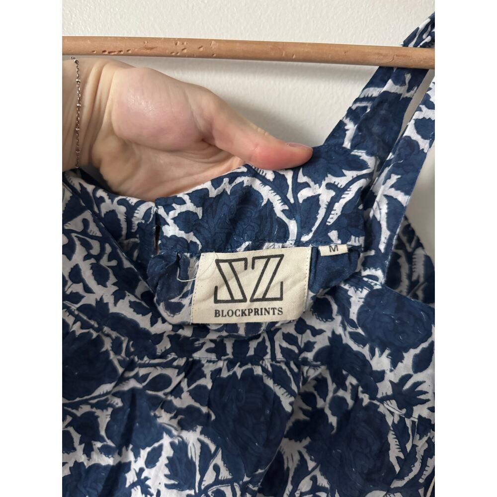SZ Blockprints M Emma Blouse in in Indigo Floral - Picture 5 of 8